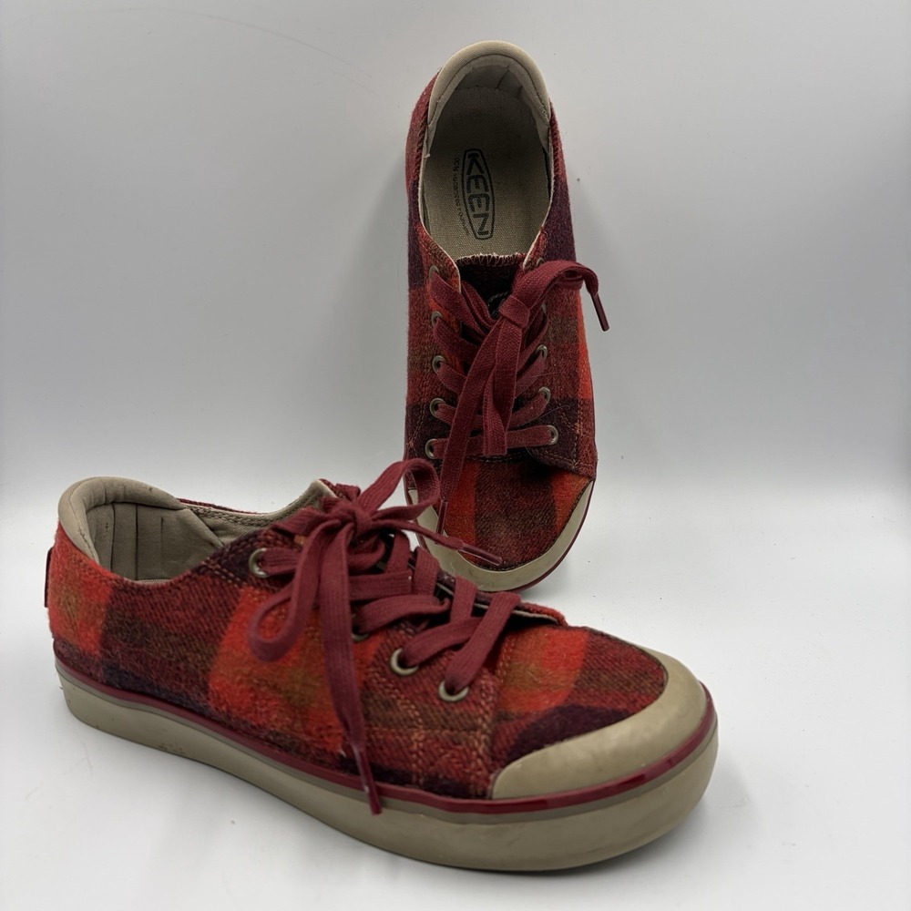 Keen‎ Coronado Shoes Womens Size 7.5 Red Plaid Wool Lace Up Casual Sneakers